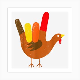 American Sign Language I Love You Thanksgiving Turkey Art Print