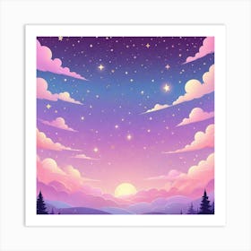 Sky With Twinkling Stars In Pastel Colors Square Composition 309 Art Print