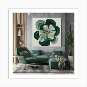 Green Flower Art Print