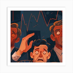 Illustration Of A Stock Market Crash Art Print