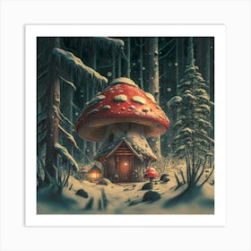 Red mushroom shaped like a hut 9 Art Print