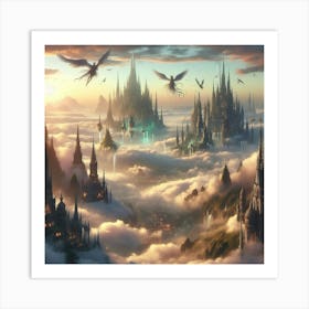 Fantasy City In The Clouds 1 Art Print