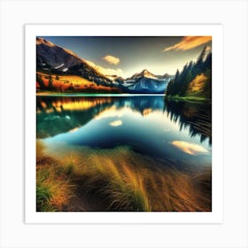 Mountain Lake At Sunset 1 Art Print