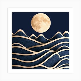 Moon And Waves 23 Art Print