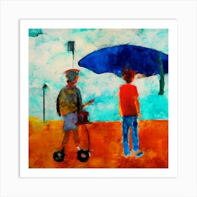 Umbrellas On The Beach Art Print