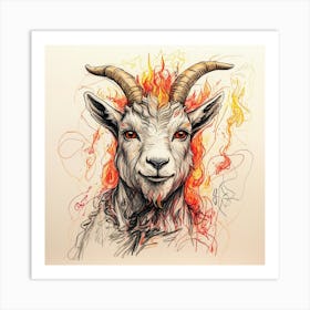 Goat With Fire 3 Art Print