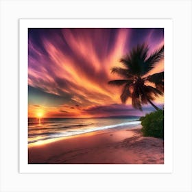 Sunset On The Beach 985 Art Print