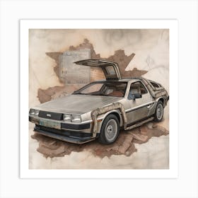 Back To The Future Delorean Art Print