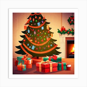 Christmas Tree With Presents 14 Art Print