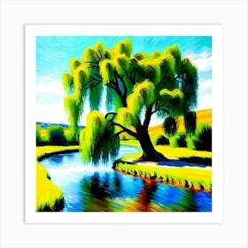 Willow Tree By The River Art Print