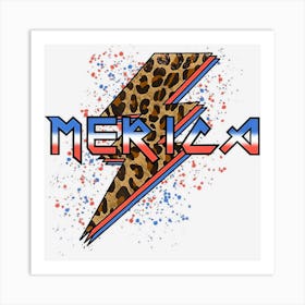 Hot Trend Merica Leopard Lightening Bolts 4th Of July Art Print