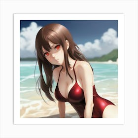 anime girl in swimsuit Art Print