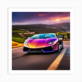 Rainbow Lamborghini 5 Art Print