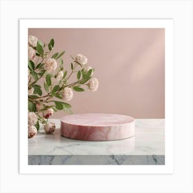 Pink Marble Cake Stand 3 Art Print