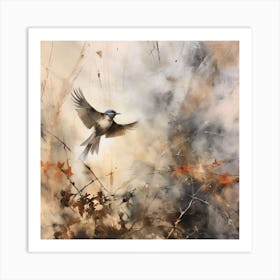 Bird In Flight Watercolour & Ink Art Print