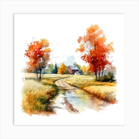 Watercolor Autumn Watercolor Painting Art Print