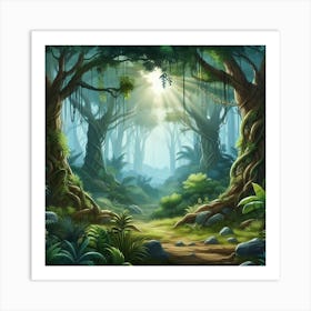 Forest Background With Sunlight Art Print