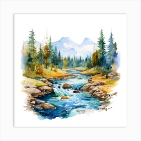 Watercolor Of A River 6 Art Print