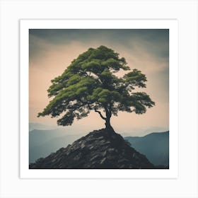 Lone Tree On Top Of Mountain 65 Art Print