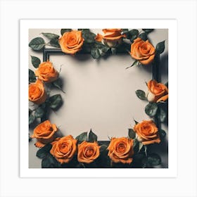 Frame With Orange Roses 1 Art Print