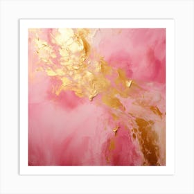 Gold And Pink Abstract Painting Art Print