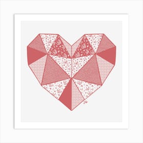 Floral Patchwork Fabric Heart Pink Art Print