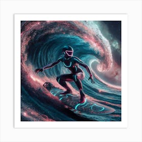 Surfer In Space Art Print