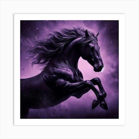 Black Horse In Space 1 Art Print