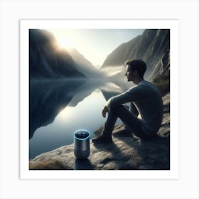 Man Looking At A Lake Art Print