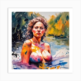 Nude Woman In Water 1 Art Print