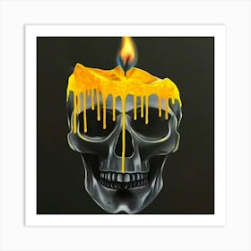 Skull With Candle Art Print