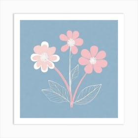 A White And Pink Flower In Minimalist Style Square Composition 288 Art Print