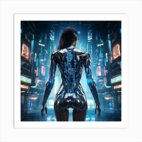 Artificial Intelligence Embodied In A Sleek Futuristic Cybernetic Figure Stands At The Center Of A (7) Art Print