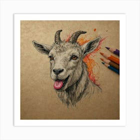 Goat Drawing 13 Art Print