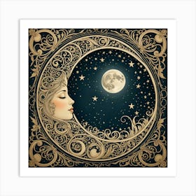 Moon And Moonlight 1 Art Print