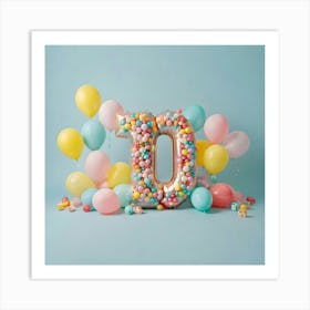 Number Ten With Balloons Art Print