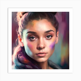 Portrait Of A Girl With Colorful Makeup Art Print