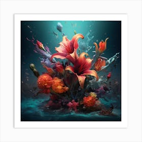 Flowers In The Water 1 Art Print