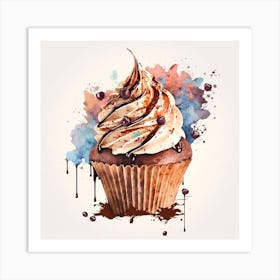 Watercolor Cupcake and Chocolate Art Print