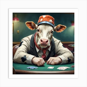 Cow Playing Poker 3 Art Print