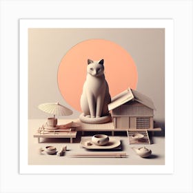 Chinese Cat Art Print