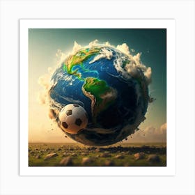 Soccer Ball On The Earth Art Print