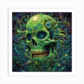 Skull In The Dark Art Print