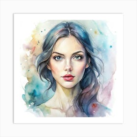 Watercolor Portrait Of A Woman Art Print