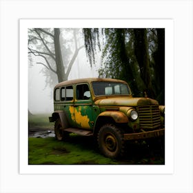 Old Jeep In The Forest 1 Art Print