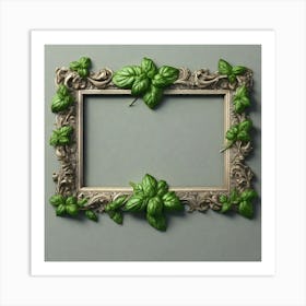 Picture Frame With Green Leaves Art Print