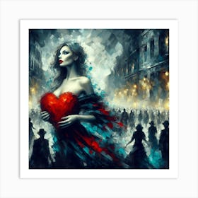 Woman With A Heart Art Print