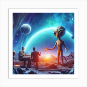 Human Meets Aliens 2 Art Print