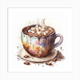 Watercolor Hot Chocolate In A Cup Art Print