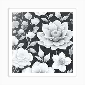 Black And White Flowers 7 Art Print